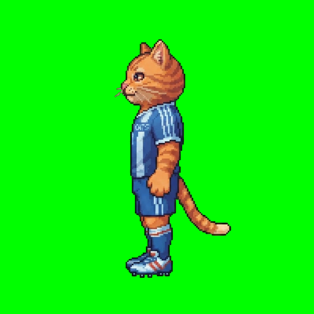 Cat footballer character anchor generated from the one-line prompt