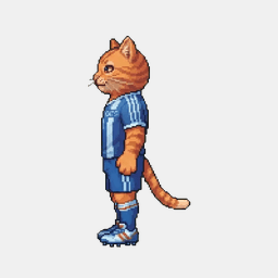 Cat footballer kick animation