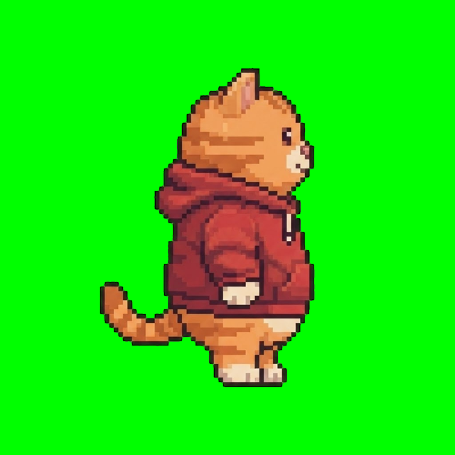 Hoodie cat character anchor generated from the one-line prompt