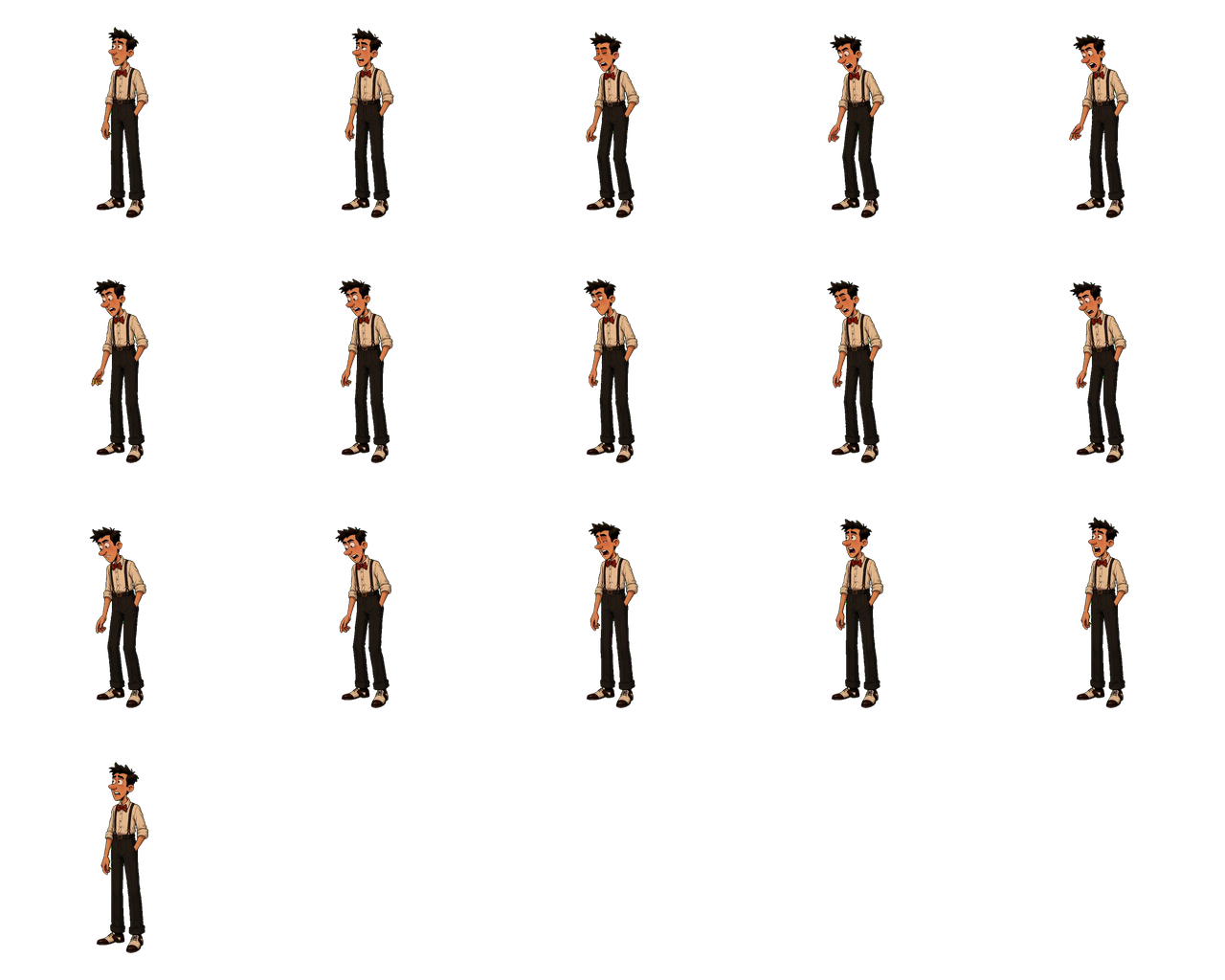 Protagonist talk cycle sprite sheet on a 512px frame grid